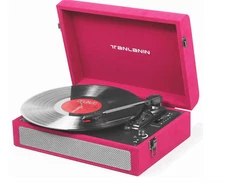 Vintage 3-Speed Bluetooth Record Player with Built-in Speakers, Belt-Driven LP V