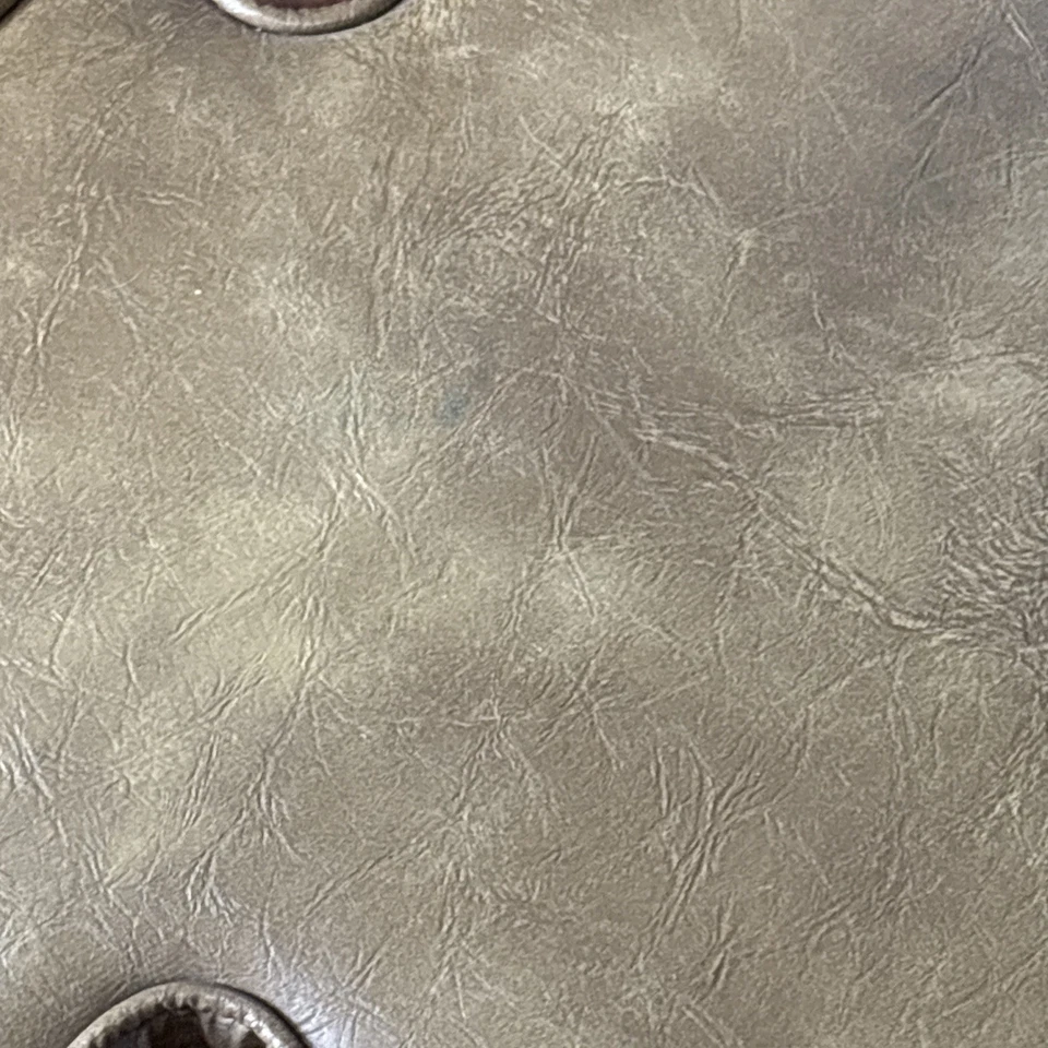 Vintage Stacking Foot Stool Ottoman BROWN Leather 70s MCM 13” ROUND - Image 4 of 4