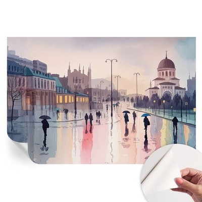 Peel and Stick Wallpaper Self Adhesive Wall Mural City Street After The Rain