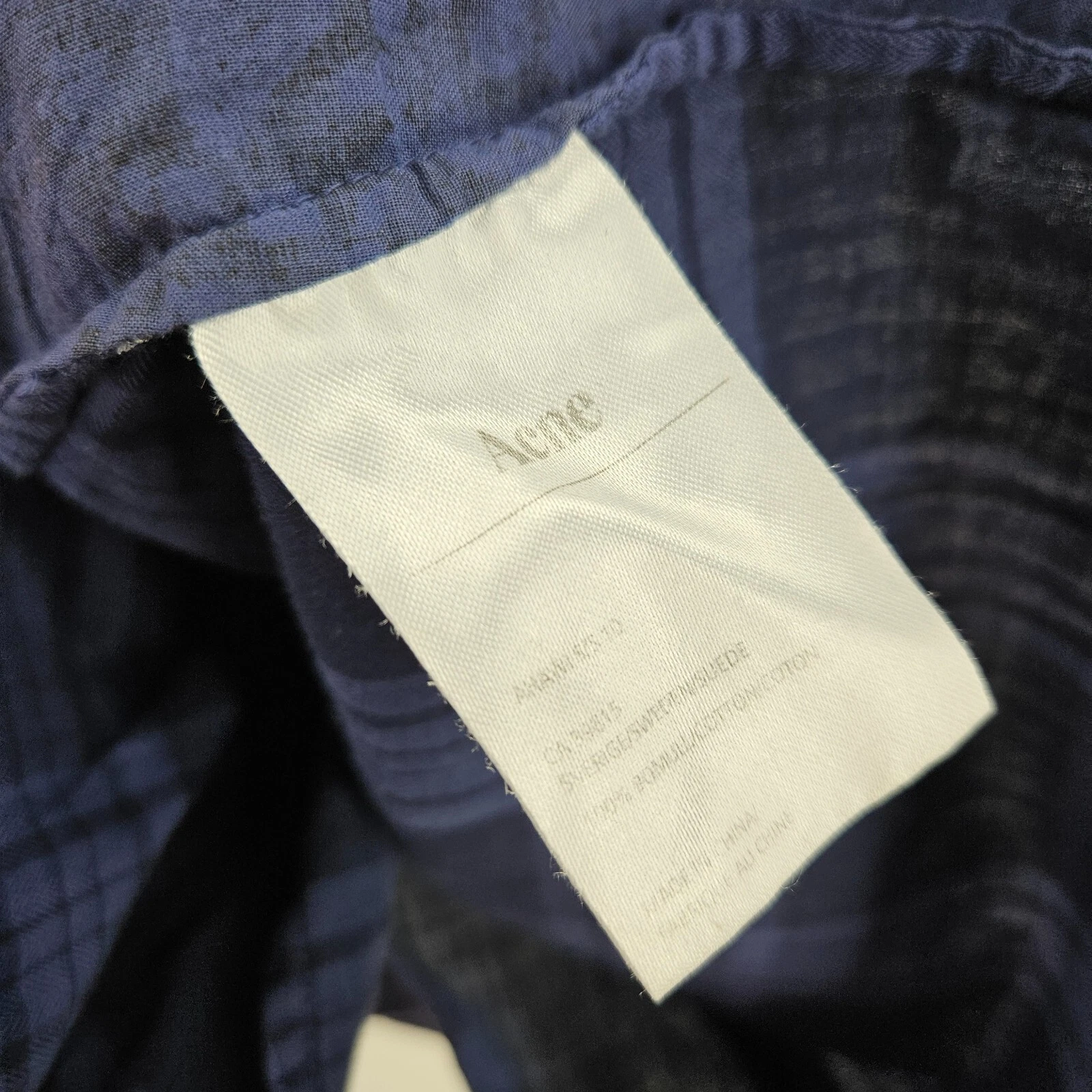 ACNE STUDIOS Abito Camicia Acne Pop Classics Blu Patchwork Lagenlook Bottoni Mini Taglia 40