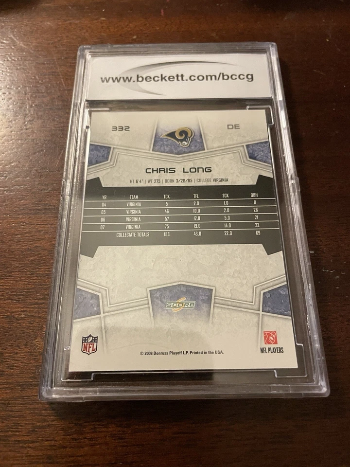 2008 Score - Rookie #332 Chris Long (RC) - Image 2 of 2