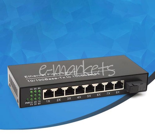 1PC 10/100M Fiber Optic Media Converter Transceiver Singlemode SC Up to 20km New