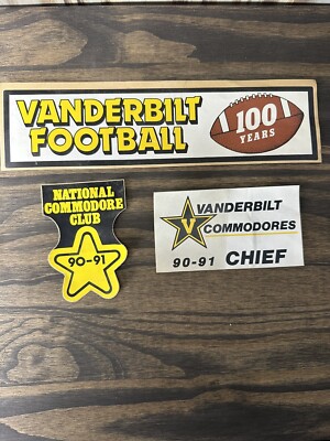 Lot of 3 Vanderbilt Commodores Football Stickers VINTAGE Nashville Tennessee