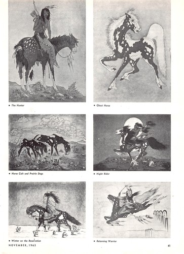 Woody Crumbo Graphic Art Hunter Returning Warrior Ghost Horse Vtg Mag Excerpt - Picture 1 of 7
