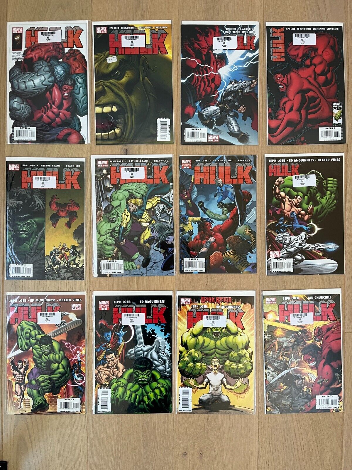 Hulk 12 issue lot - #3, 4(Green), 5-14 + variants Red Hulk Loeb McGuinness Cho