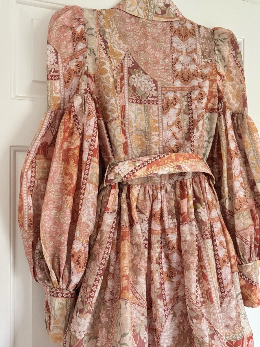 NWT $1,350 Zimmermann Kaleidoscope Tuxedo Frill Mini Dress