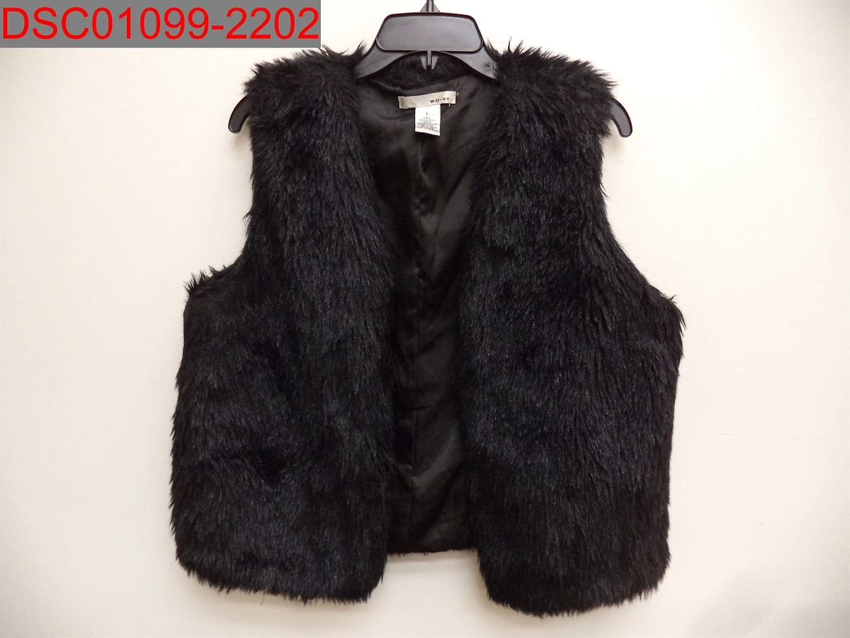 Faux fur black vest womens sale