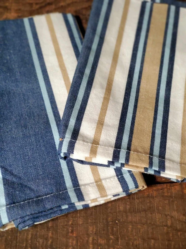 Комплект тканевых салфеток из 2 темно-бежевых полосок цвета слоновой кости дизайн для яхт-клуба парка прибрежный - Изображение 2 из 2