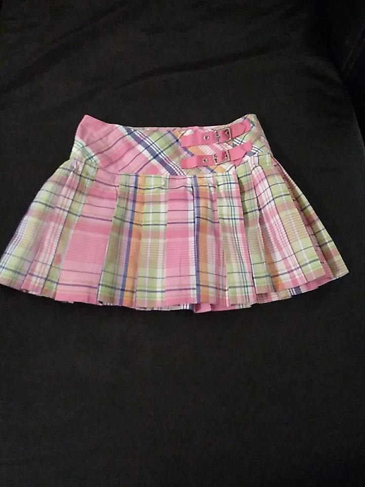 RALPH LAUREN Girls Wrap Skirt Size 8 Pink Multicolor Plaid Pleated - Image 3 of 4