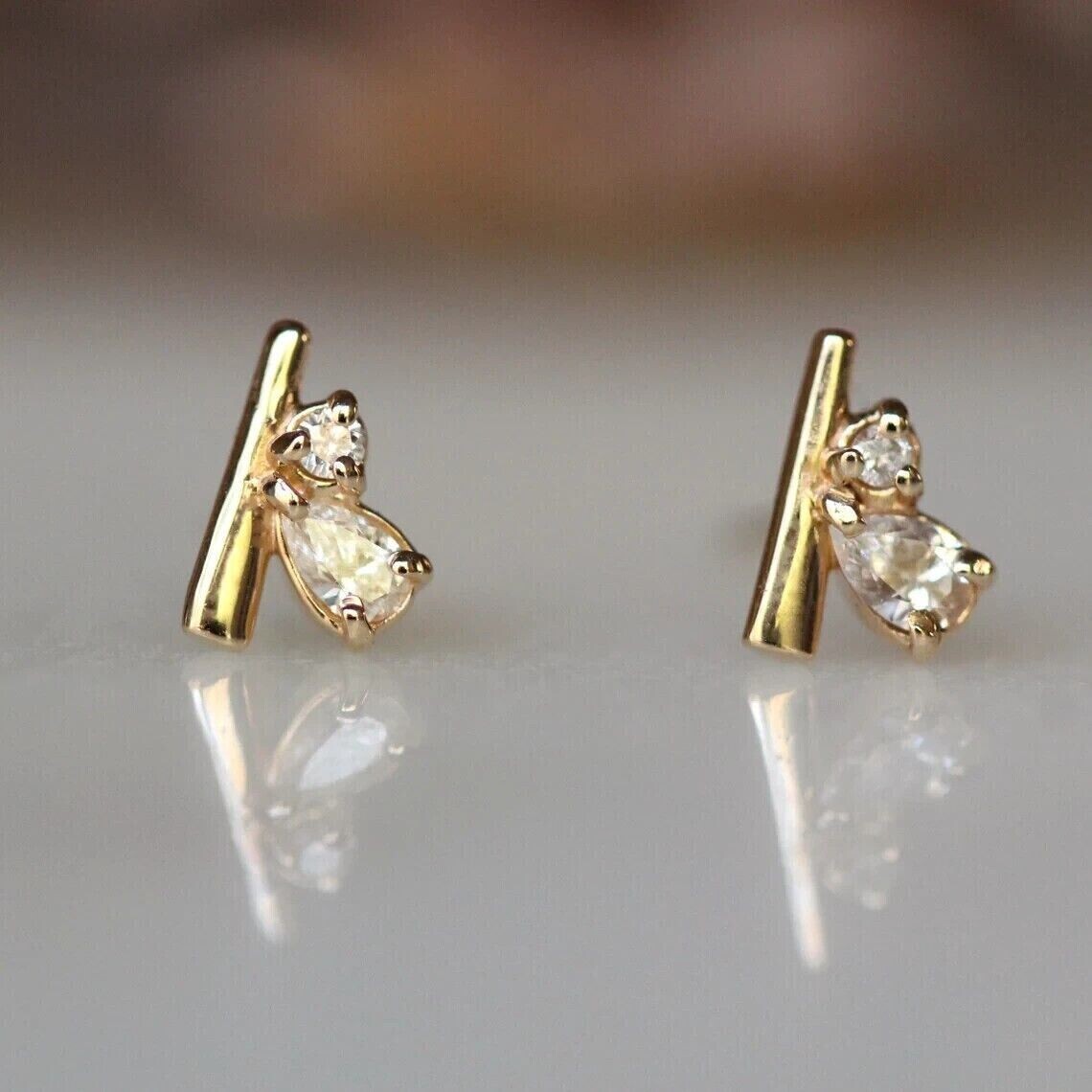 2 Ct Pear Simulated Diamond Women's Stud Earrings 14K Yellow Gold Plated