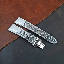 Custom White Genuine Lizard Leather 21mm Watch Band Quick Deployant Clasp