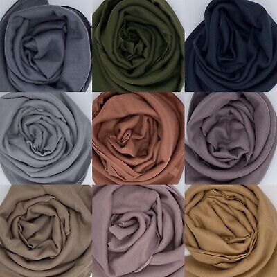 Premium Quality Cotton Silk Maxi Plain Scarf Hijab Sarong Large Frayed Edge