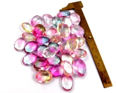 385 Cts.faceted Menge Multi Turmalin Quarz 32 Teile Hydro Schnitt Edelstein