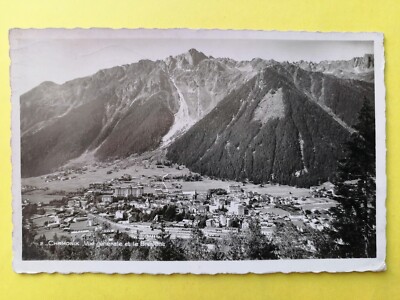 Old postcard Chamonix Mont Blanc Haute Savoie MONTAGNES General view and BRIEF