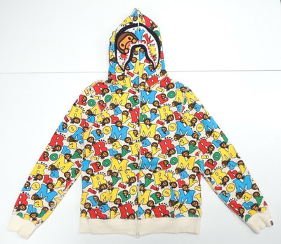 A Bathing Ape Herren Zip-Up Hoodie 2XS Mehrfarbig Logo Print Fleece Baumwolle