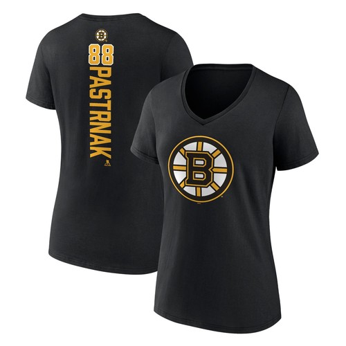 Women's David Pastrnak Black Boston Bruins Playmaker V-Neck T-Shirt - 第 1/3 張圖片