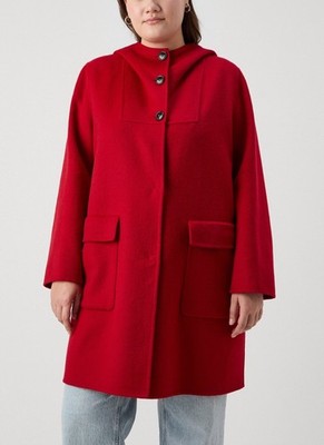  Mantel Marina Rinaldi By MAX MARA Molveno Wolle Wolle Rot Kapuze Coat 23_FR48