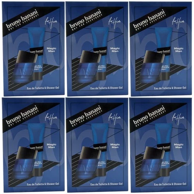 Bruno Banani Magic Man Geschenkset 6 Sets = 6x 30ml EdT Spray + 6x 50ml Duschgel - Bild 1 von 2