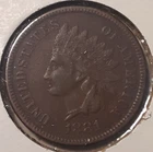 1881 Indian Head Cent 1c Philadelphia Mint US coin (50e-13377/RBT)