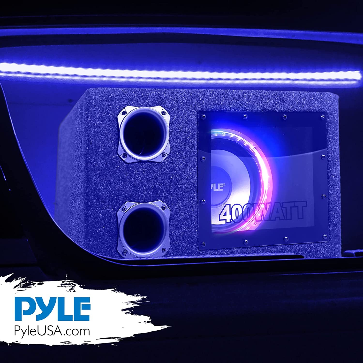 Pyle PLBNPS18 8" 400W Max Power Rear Vented LED Subwoofer Enclosure w/Remote
