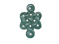 Vintage Chinese Carved Green Jade Endless Knot Pendant Buddhist Pan Chang Amulet