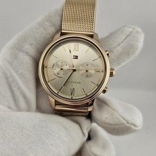 NEW TOMMY HILFIGER 1782302 WOMENS WATCH MESH YELLOW GOLD BAND GOLD DIAL