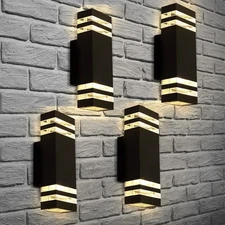 2/4X Modern Exterior LED Wall Light Sconce Outdoor Lights Porch Up Down Fixtures