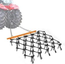 Drag Harrow 3/8"Tines Chain Harrow ATV Lawn Rake for Tractors Landscape Leveling