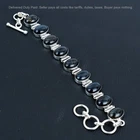 Oval Pietersite Stone Sterling Silver Art Deco Artisan New Chain Trendy Bracelet