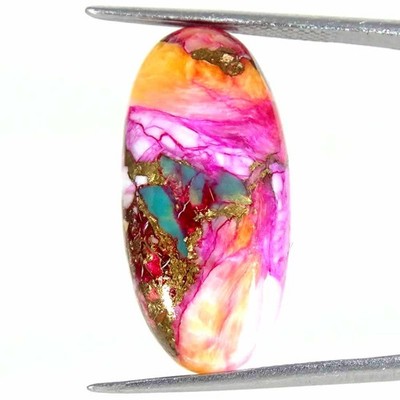 11.80 Cts Pink Dahlia Copper Turquoise Oval Cabochon Lose Edelstein 12x25x5mm