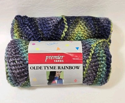 2 Premier Yarns Olde Tyme Rainbow 6oz 186y Purple Green Aqua