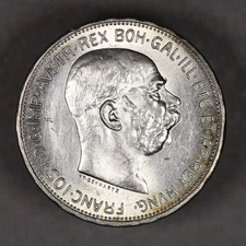 1913 Austria Silver 2 Corona Uncirculated