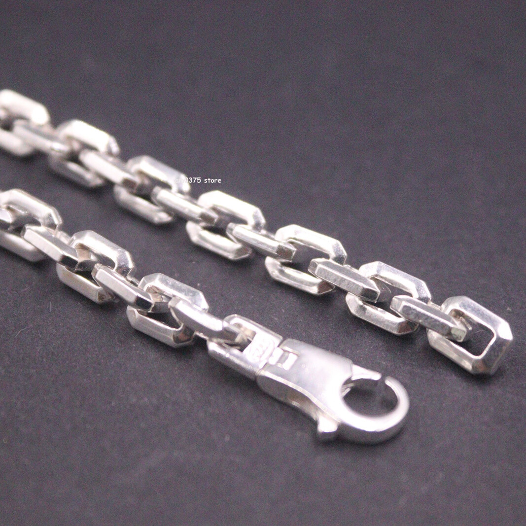 Double RL『STERLING SILVER NECKLACE』 925 Sterling Silver 4.25mm Double Curb Link Chain Necklace