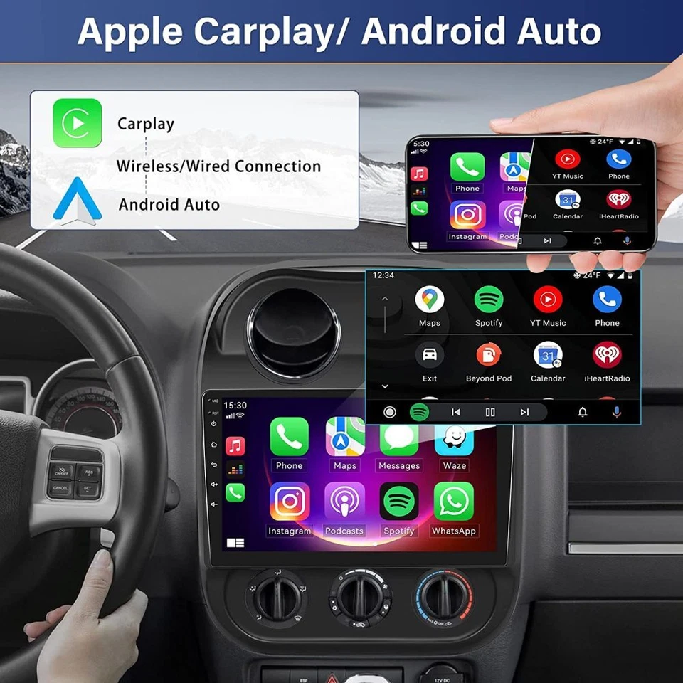 For 2010-2016 Jeep Compass Patriot Carplay Android Car Stereo Radio BT GPS 2+64G - image 3 of 4