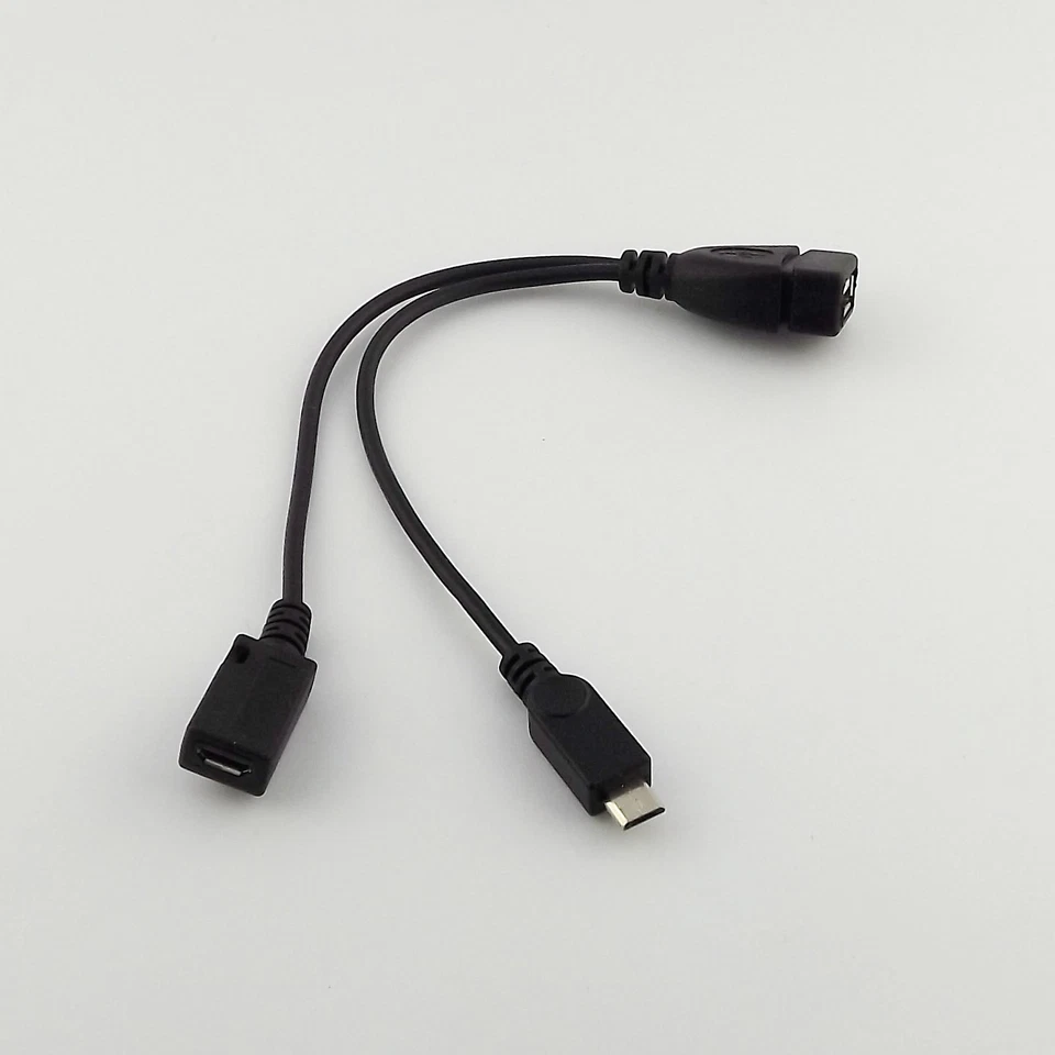 USB 2.0 A Female to Micro 5 Pin USB B Male + Micro Female OTG Power Host Cable - Image 2 of 4