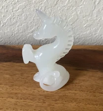 Vtg Unicorn Mystical Figurine Translucent White Glass PG Princeton Gallery 