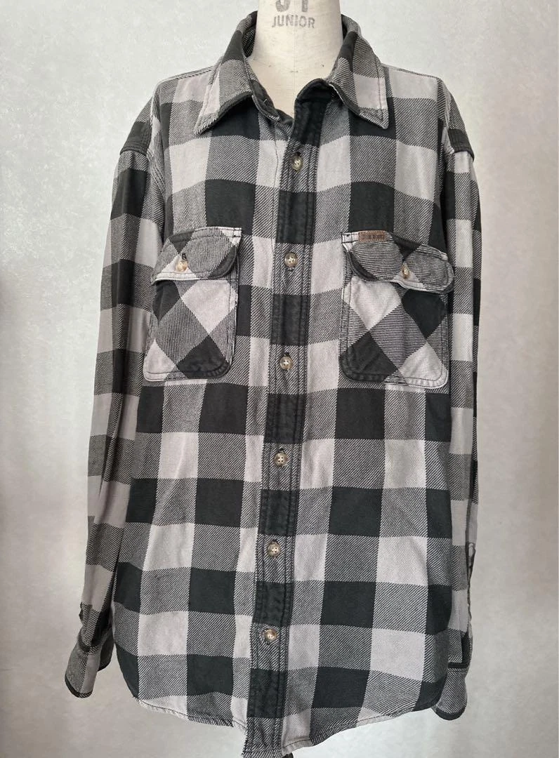 Carhartt Flanelle Chemise Buffalo Carreaux Gris Coton Taille L