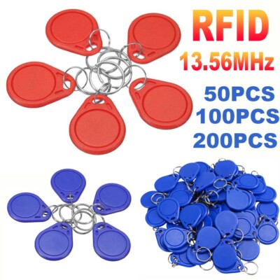 50/100/200Pcs 13.56Mhz 1K S50 RFID Proximity IC Card Token Tags Key fobs Keyfobs