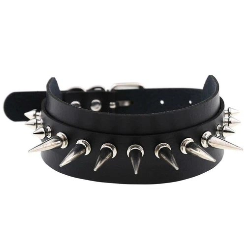Women Pu Leather Choker Necklace O Ring Neck Collar Chain Gothic Punk Studded - Picture 14 of 49