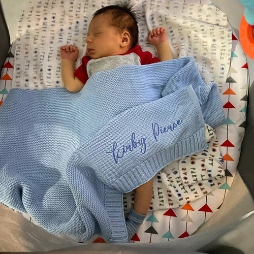 Personalised Baby blanket, soft Cotton Knitted Baby Blanket, Baby shower gift - Picture 2 of 12