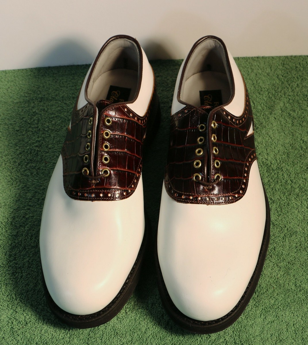 NEW in BOX Mens FootJoy Classics Tour 9.5 D M Style 51724 White/Brown Golf Shoes