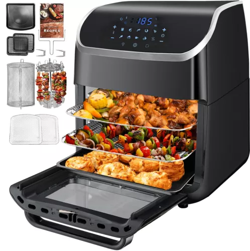 12.68QT Air Fryer Oven Digital Convection Rotiserrie & Dehydrator -1800W Healthy