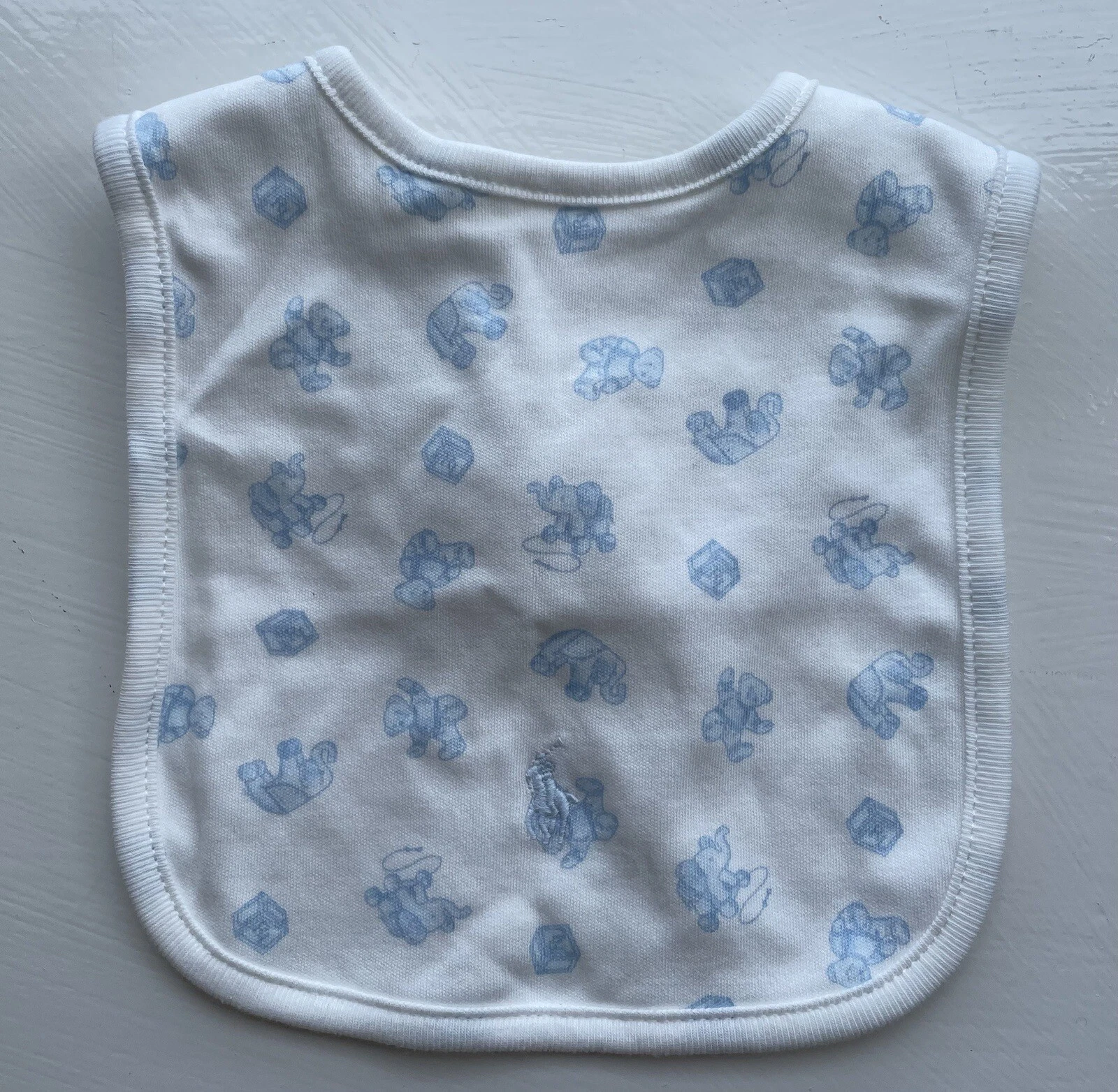 Ralph Lauren Baby Boy’s Blue and White Bib’s X 2 One Size BN.