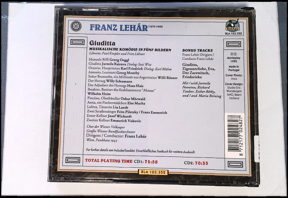 FRANZ LEHAR: Giuditta (Wien 1942) FAT > NM (2CD) - Bild 2 von 3