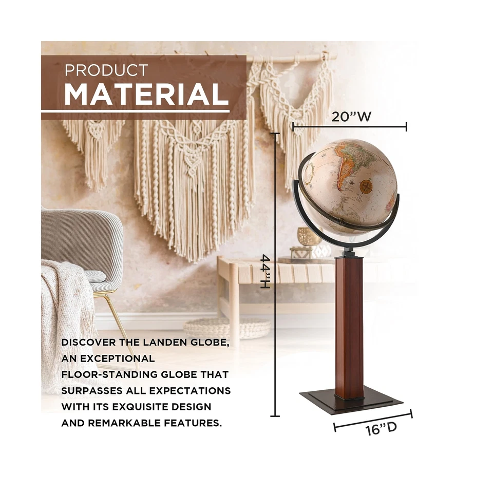 Globo de aterrizaje geográfico Waypoint, 16” diámetro globo decorativo, multi-dir Foto 3 de 4