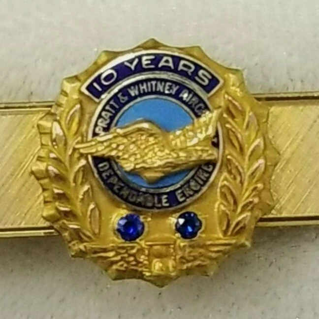 Vintage 10k Year Pratt & Whitney Air Dependable Engines, Gold Filled Tie Clip - Image 2 of 4