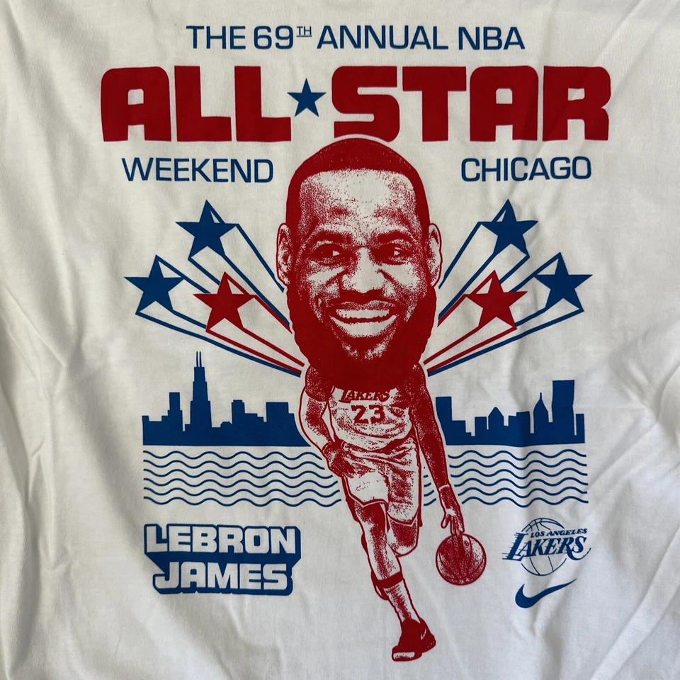 NBA All Star Game 2020 Chicago Lebron James Caricature Long Sleeves Shirt Large - Image 2 of 4