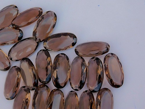 Pair Of Hydro Smoky Quartz Top Front To Back Drilled Oval Cut Beads 25x14MM - Picture 2 of 7