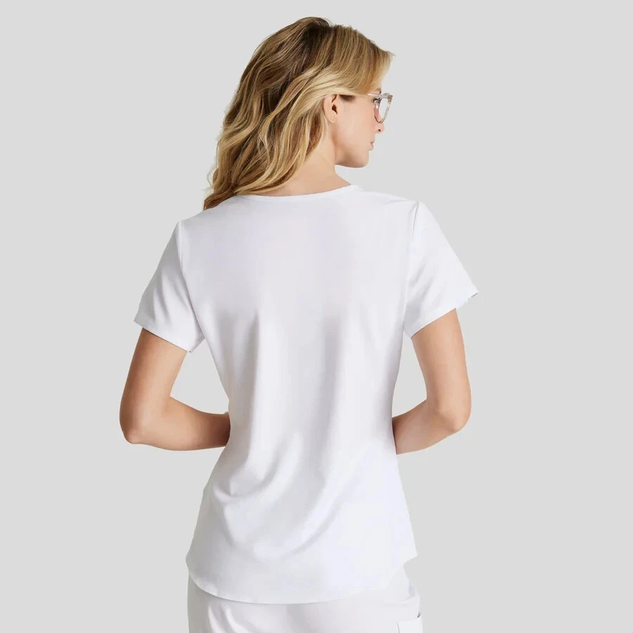 BARCO SKETCHERS MUJER TOP EXFOLIANTE BLANCO CUELLO EN V BOLSILLOS 3PKT BREEZE SK101 NUEVO CON ETIQUETAS XL Foto 3 de 4