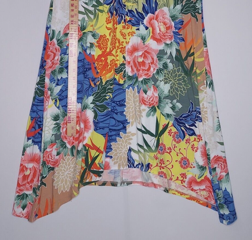 JM Collection Midi Dress XL Multicolor Bold Floral Stretch Cap Sleeve V-Neck - Picture 5 of 9